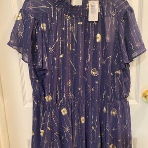 Torrid Navy and Gold Celestial Dress
